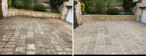 Photo de galerie - Nettoyage d’un dallage avec un produit professionnel, puis passage d’un hydrofuge sur la commune de Varennes