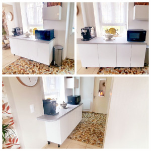 Photo de galerie - Montage et installation meuble bas avec plan de travail coupé en arrondi 