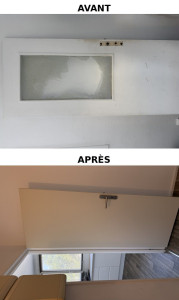 Photo de galerie - Changement de porte avec adaptation des gonds et nouvelle poignée de porte