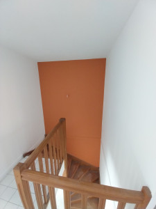 Photo de galerie - Mise en peinture murs remonter descalier