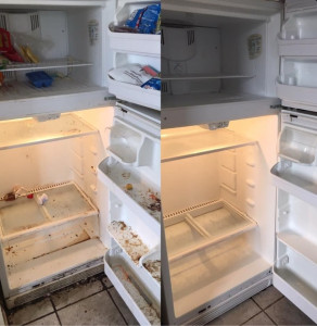 Photo de galerie - Nettoyage complet et désinfection d’un réfrigérateur très encrassé. Dégraissage des surfaces, retrait des résidus et remise à neuf pour un résultat propre et sain.