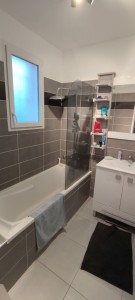 Photo de galerie - Modification d'une salle de bain.
suppression d'une baignoire et installation d'une douche.
changement de la vasque et miroir. 