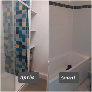 Photo de galerie - Transformation salle de bain baignoire en salle de bain avec douche : installation complète 