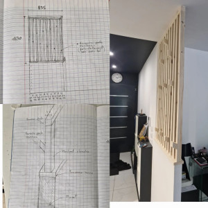 Photo de galerie - Réalisation d'un claustra sur mesure, élaboration d'un plan, puis mise en œuvre de l'ouvrage. Je suis assez content du résultat