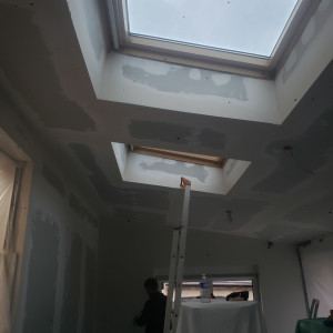Photo de galerie - Faux plafond - Isolation laine de verre 300 mm - plâtre.