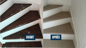Photo de galerie - Réalisation d'un covering sur des escaliers 
