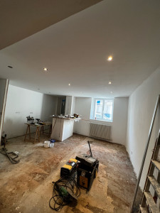 Photo de galerie - Réalisation d’un plafond suspendu et isolation des murs périphériques 