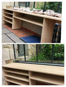 Photo de galerie - Réalisation d'un meuble à chaussures dans une entrée 