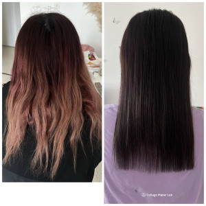 Photo de galerie - Avant / après d’une cliente qui a voulu retourner à ça base naturel 