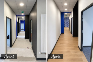 Photo de galerie - Peinture de mur et pose du lino. 