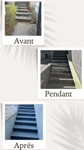 Photo de galerie - Création d'escaliers en béton , avec pose de granit 