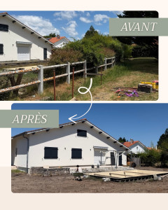 Photo de galerie - Démolition des clôtures, arrachage des haies, démolition du carrelage et chape sur terrasse et nivellement de terrain 