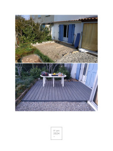 Photo de galerie - Terrasse composite sur plots et lambourdes 