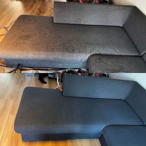 Photo de galerie - Avant/ après nettoyage de canapé 