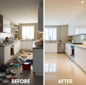 Photo de galerie - Avant cuisine / après nettoyage 