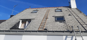Photo de galerie - Nettoyage de toiture avant la pose d'un hydrofuge coloré