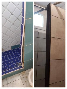 Photo de galerie - Rénovation petit budget suite a infiltrations dans la douche. Etancheité complete et pose de carrelage.