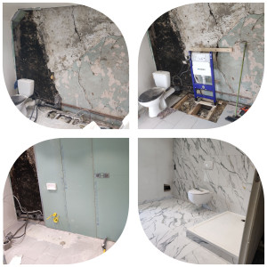 Photo de galerie - Rénovation salle de bain complète 
plomberie+ placo avec isolation +WC suspendu+ douche+ carrelage sol et mur 
