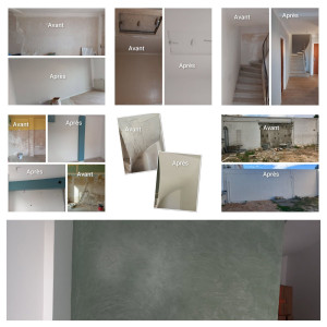 Photo de galerie - Impression des murs et plafond.  Réfection enduit de finition.  ponçage sous couche et peinture de finition 