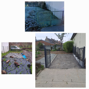 Photo de galerie - Pose de clôture 
réalisation place de parking 