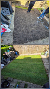 Photo de galerie - Pose rouleaux gazon