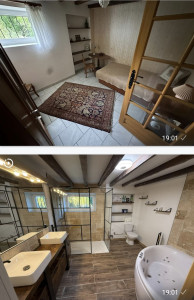 Photo de galerie - Avant et après. transformation d'une chambre en salle de bain