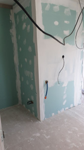 Photo de galerie - Aménagement pour sdb création de cloison en placo 