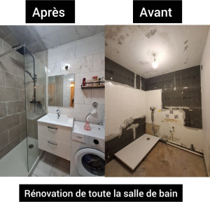 Photo de galerie - Rénovation de toute salle de bain avant et après 