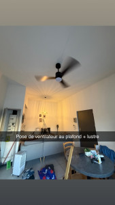 Photo de galerie - Pose de ventilateur au plafond plus lustre 