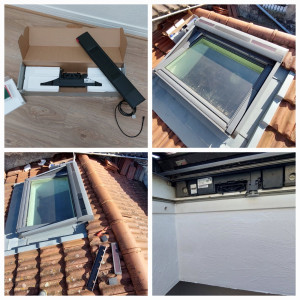 Photo de galerie - Changement d'un panneau solaire de Velux avec son système d'ouverture.