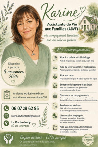 Photo de galerie - Je me prénomme Karine et je vous proposerai mes services sur le secteur de La Roche-Jaudy et ses environs, à partir du 9 novembre 2026.