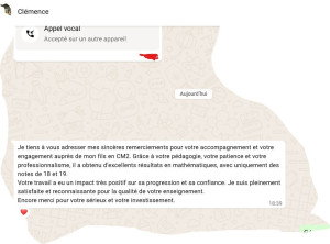 Photo de galerie - Un témoignage parental valorisant l’efficacité et la qualité de mon accompagnement scolaire