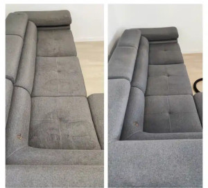 Photo de galerie - Petit aperçu d'un nettoyage de canapé avant et après l'intervention.