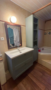 Photo de galerie - Remplacement meuble vasque et pose meuble colonne.