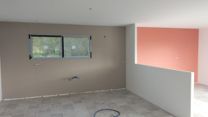 Photo de galerie - Voici un exemple d'un de mes récents chantiers réalisés dans une maison neuve. J'ai appliqué une combinaison de couleur moderne pour créer un contraste harmonieux entre les murs.  