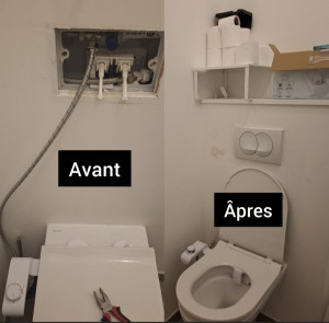 Photo de galerie - Installation d'une douchette encastrée pour toilettes suspendues 