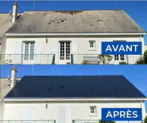 Photo de galerie - Peinture hydrofuge sur toiture ardoise 
