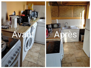 Photo de galerie - Rangement et nettoyage d'une cuisine Avant/Après chez J.