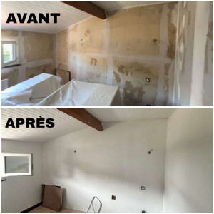 Photo de galerie - Gros travaux ( détapissage,ponçage,sous couche , enduit ,ponçage ,deux couche de finition )