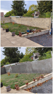 Photo de galerie - Réalisation d'un mur en parpaing en enduit ciment taloché 
