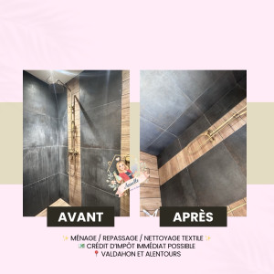 Photo de galerie - Avant après d’une douche pleine de calcaire 