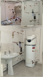 Photo de galerie - Installation complète de plomberie et système anti-tartre avec filtre.
Pose des nourrices d’eau chaude et froide, ainsi que l’installation du ballon thermodynamique pour une production d’eau chaude performante et durable.
