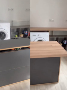 Photo de galerie - Avant/Après mise en place plan de travail et agencement de la cuisine 