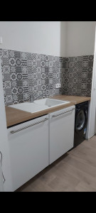 Photo de galerie - Pose de carrelage &  installation d'évier et machine à laver.