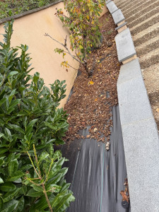 Photo de galerie - Mon client en avait marre des mauvaises herbes dans son allée. j’ai donc débroussaillé son allée, mis en place un geotextile de haute qualité et ajouté un paillage naturel via broyeur de végétaux. les travaux sont en cours de réalisation