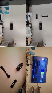 Photo de galerie - Pose support mural TV et support consoles. 