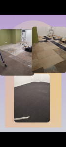 Photo de galerie - Pose d' un sol moquette en dalles 
avec une colle spéciale car application sur sol technique !
plus pose de plaintes 
et inition velours sur les murs 
calpinage et pose dans les règles !
un grand plaisir a réaliser!
