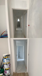 Photo de galerie - Peinture intérieur maison neuve ( Couloir - avant / après )