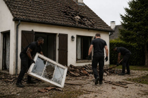 Photo de galerie - Après un sinistre, chaque détail compte. L’état d’un logement peut rapidement devenir difficile à gérer : toiture endommagée, vitres brisées, débris au sol, mobilier détérioré. 