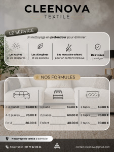 Photo de galerie - Tarification nettoyage textile 